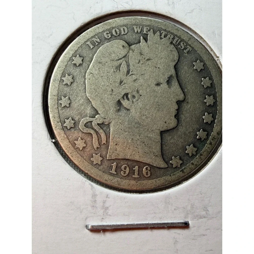 1914 & 1916-D Barber Quarter‎ Dollar US Silver Coin Lot 2pc 90% Silver Junk S140